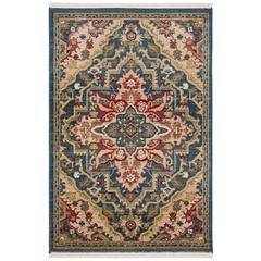 KASHAN, BLUE / BEIGE, 3'-3" X 4'-10", Area Rug