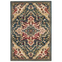 KASHAN, BLUE / BEIGE, 5'-1" X 7'-5", Area Rug