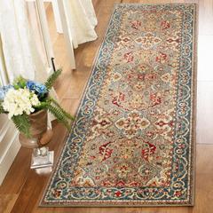 KASHAN, TAUPE / BLUE, 2'-6" X 8', Area Rug