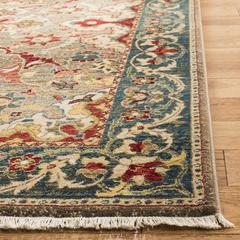 KASHAN, TAUPE / BLUE, 5'-1" X 7'-5", Area Rug