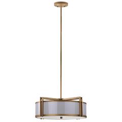 DARK GREY 5 LIGHT ANTIQUE GOLD 21 INCH DIA DRUM ADJUSTABLE PENDANT LIGHT
