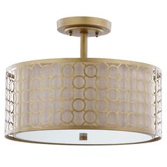 GIOTTA CIRCLE TRELLIS 3 LIGHT ANTIQUE GOLD 16-INCH DIA SEMI FLUSH