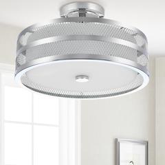 Greta 3 Light Chrome 15.75-Inch Dia Veil Semi Flush, Chrome