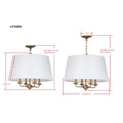 Kimball 22-Inch Dia Adjustable Pendant, Gold/White