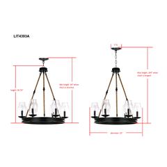 Fritz 25-Inch Dia Adjustable Chandelier, Black/Brown