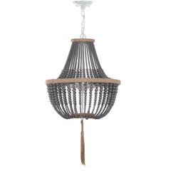Lush Kristi 3 Light 16.5-Inch Dia Grey Beaded Pendant, Grey
