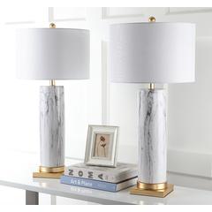 Sonia Faux Marble 31.25-Inch H Table Lamp, Black/White