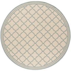 LINDEN 100, CREAM / AQUA, 6'-7" X 6'-7" Round, Area Rug, LND121L-6R