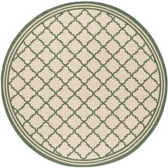 LINDEN 100, CREAM / GREEN, 6'-7" X 6'-7" Round, Area Rug, LND121W-6R