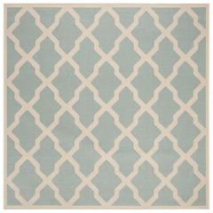 LINDEN 100, AQUA / CREAM, 6'-7" X 6'-7" Square, Area Rug, LND122K-6SQ