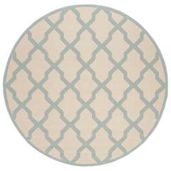 LINDEN 100, CREAM / AQUA, 6'-7" X 6'-7" Round, Area Rug, LND122L-6R