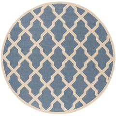 LINDEN 100, BLUE / CREME, 6'-7" X 6'-7" Round, Area Rug, LND122M-6R