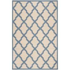 LINDEN 100, CREAM / BLUE, 5'-1" X 7'-6", Area Rug, LND122N-5