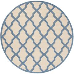 LINDEN 100, CREAM / BLUE, 6'-7" X 6'-7" Round, Area Rug, LND122N-6R