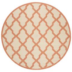 LINDEN 100, CREAM / RUST, 6'-7" X 6'-7" Round, Area Rug, LND122R-6R