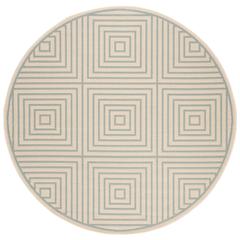 LINDEN 100, CREAM / AQUA, 6'-7" X 6'-7" Round, Area Rug, LND123L-6R