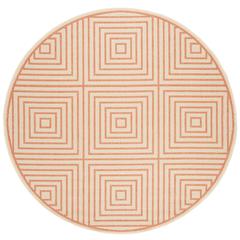 LINDEN 100, CREAM / RUST, 6'-7" X 6'-7" Round, Area Rug, LND123R-6R