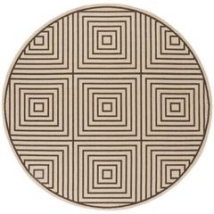 LINDEN 100, CREME / BROWN, 6'-7" X 6'-7" Round, Area Rug, LND123U-6R