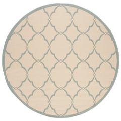 LINDEN 100, CREAM / AQUA, 6'-7" X 6'-7" Round, Area Rug, LND125L-6R