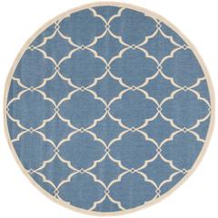 LINDEN 100, BLUE / CREME, 6'-7" X 6'-7" Round, Area Rug, LND125M-6R