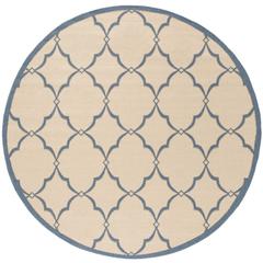 LINDEN 100, CREAM / BLUE, 6'-7" X 6'-7" Round, Area Rug, LND125N-6R