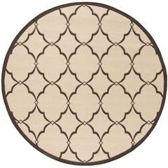 LINDEN 100, CREME / BROWN, 6'-7" X 6'-7" Round, Area Rug, LND125U-6R