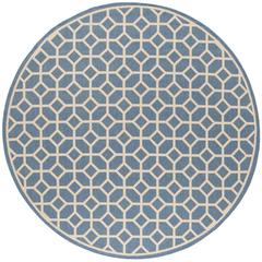 LINDEN 100, BLUE / CREME, 6'-7" X 6'-7" Round, Area Rug, LND127M-6R