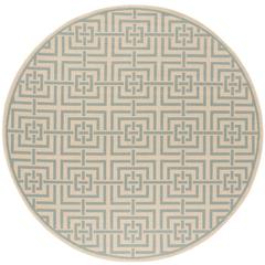 LINDEN 100, CREAM / AQUA, 6'-7" X 6'-7" Round, Area Rug, LND128L-6R