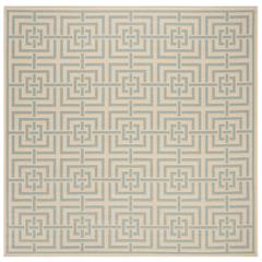 LINDEN 100, CREAM / AQUA, 6'-7" X 6'-7" Square, Area Rug, LND128L-6SQ