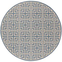 LINDEN 100, BLUE / CREME, 6'-7" X 6'-7" Round, Area Rug, LND128M-6R