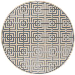 LINDEN 100, CREAM / BLUE, 6'-7" X 6'-7" Round, Area Rug, LND128N-6R