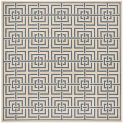 LINDEN 100, CREAM / BLUE, 6'-7" X 6'-7" Square, Area Rug, LND128N-6SQ