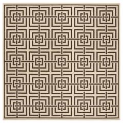 LINDEN 100, CREME / BROWN, 6'-7" X 6'-7" Square, Area Rug, LND128U-6SQ