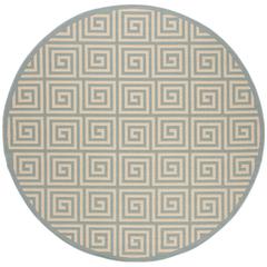 LINDEN 100, CREAM / AQUA, 6'-7" X 6'-7" Round, Area Rug, LND129L-6R