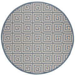 LINDEN 100, CREAM / BLUE, 6'-7" X 6'-7" Round, Area Rug, LND129N-6R
