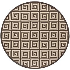 LINDEN 100, CREME / BROWN, 6'-7" X 6'-7" Round, Area Rug, LND129U-6R
