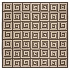 LINDEN 100, CREME / BROWN, 6'-7" X 6'-7" Square, Area Rug, LND129U-6SQ