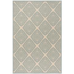 LINDEN 100, CREAM / AQUA, 5'-1" X 7'-6", Area Rug, LND132L-5