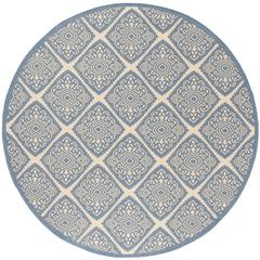 LINDEN 100, CREAM / BLUE, 6'-7" X 6'-7" Round, Area Rug, LND132N-6R
