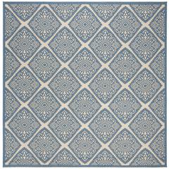 LINDEN 100, CREAM / BLUE, 6'-7" X 6'-7" Square, Area Rug, LND132N-6SQ