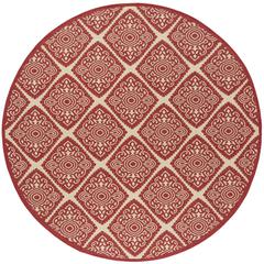 LINDEN 100, RED / CREME, 6'-7" X 6'-7" Round, Area Rug, LND132Q-6R