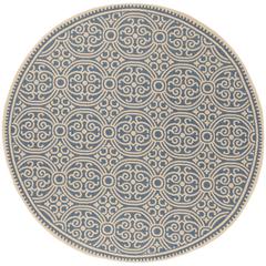 LINDEN 100, CREAM / BLUE, 6'-7" X 6'-7" Round, Area Rug, LND134N-6R