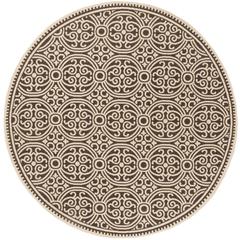 LINDEN 100, CREME / BROWN, 6'-7" X 6'-7" Round, Area Rug, LND134U-6R