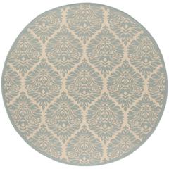 LINDEN 100, CREAM / AQUA, 6'-7" X 6'-7" Round, Area Rug, LND135L-6R