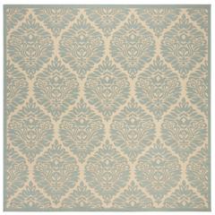 LINDEN 100, CREAM / AQUA, 6'-7" X 6'-7" Square, Area Rug, LND135L-6SQ