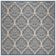 LINDEN 100, CREAM / BLUE, 6'-7" X 6'-7" Square, Area Rug, LND135N-6SQ