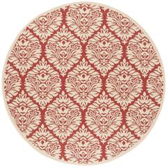 LINDEN 100, RED / CREME, 6'-7" X 6'-7" Round, Area Rug, LND135Q-6R
