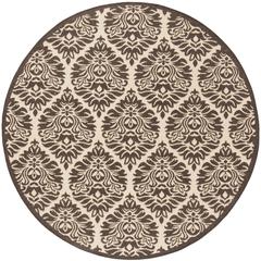 LINDEN 100, CREME / BROWN, 6'-7" X 6'-7" Round, Area Rug, LND135U-6R