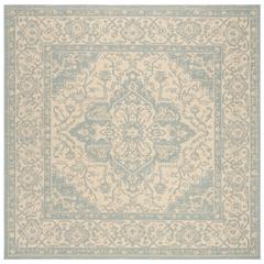 LINDEN 100, CREAM / AQUA, 6'-7" X 6'-7" Square, Area Rug, LND137L-6SQ
