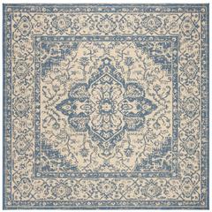 LINDEN 100, CREAM / BLUE, 6'-7" X 6'-7" Square, Area Rug, LND137N-6SQ